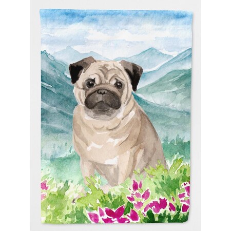 Carolines Treasures Mountian Flowers Fawn Pug Flag Canvas House Size CK1969CHF